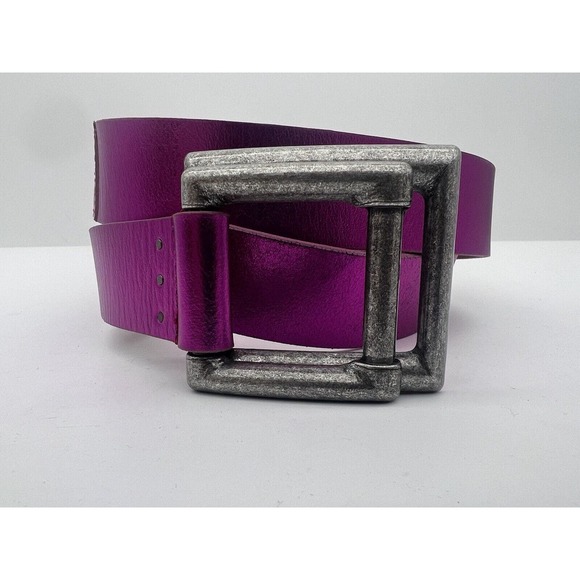 New Free People Rowan Leather Pink Purple Metallic Belt Size Small / Medium - Picture 2 of 7